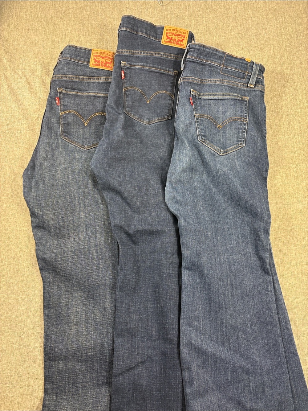 Levi's Trio of Blue Denim Jeans with Signature Tabs